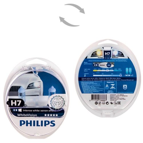 Галогенні автолампи Philips White Vision H7 55W (4500K) (2 шт.)